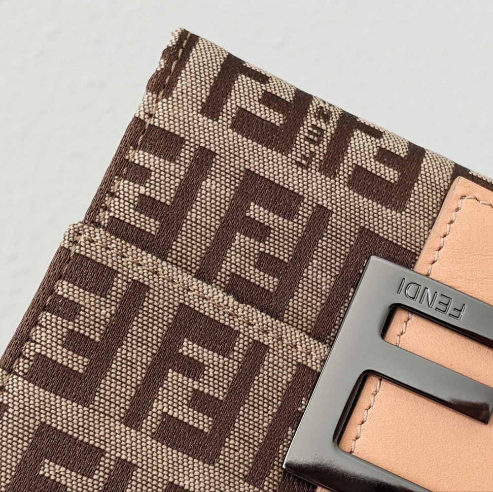 Fendi Brown Monogram Canvas Wallet with Peach Leather Accent - Picture 13 of 14